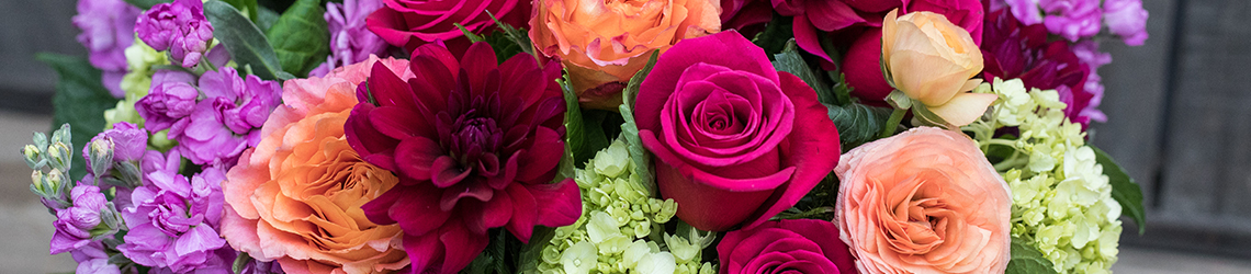 An image of a bright colorful floral arrangement