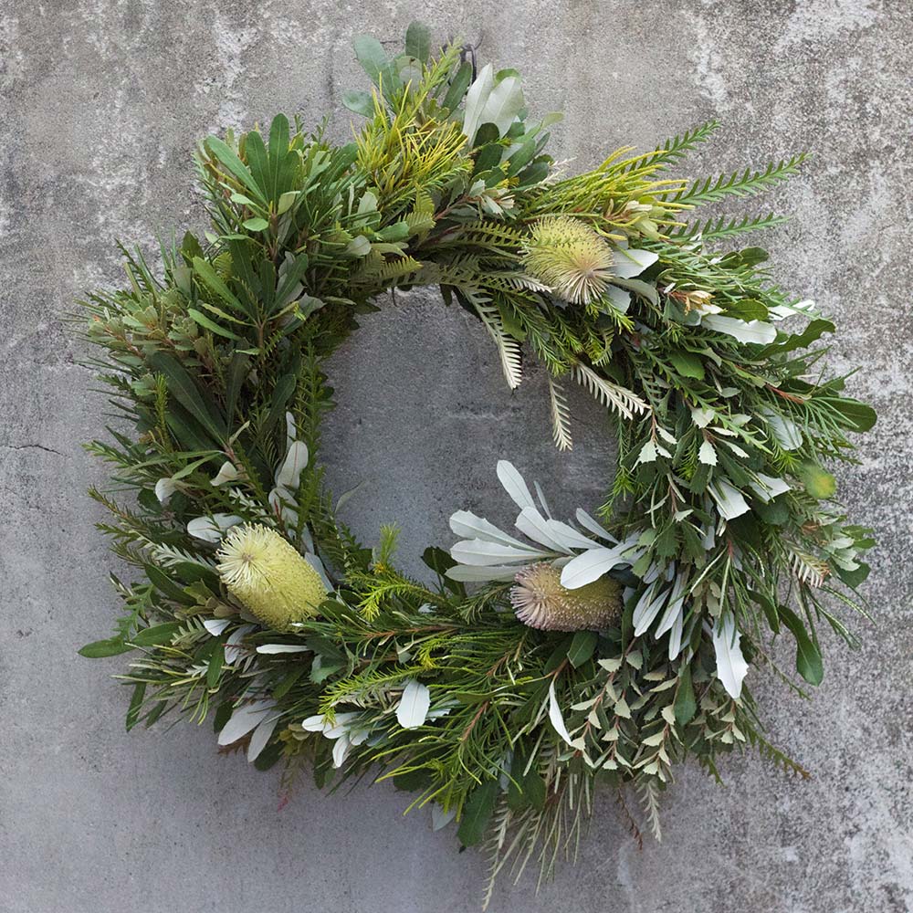 leucadendron An image of a green leucadendron wreath