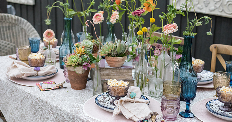 An image of a pastel theme spring decorated dinning set