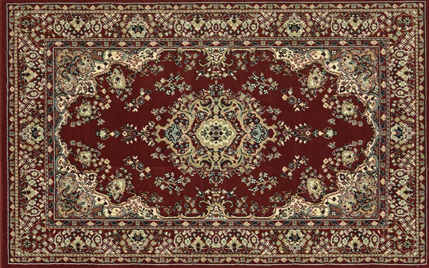 rug1 An image of a dark red patterned rug
