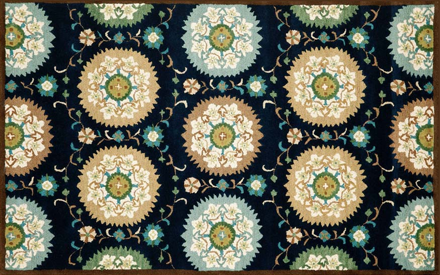 rug4 An image of a floral print navy blue rug